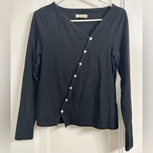 Madewell asymmetrical black cardigan